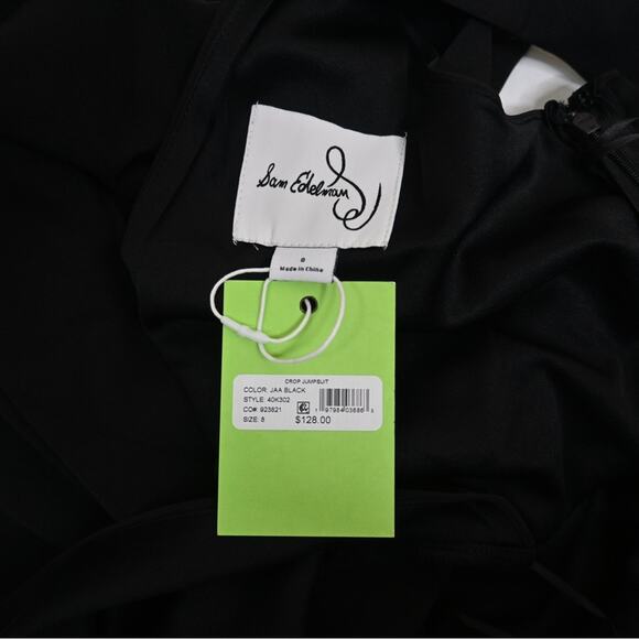 Sam Edelman Womens 8 Tie Waist Crop Wide Leg Jumpsuit in Black NEW - Picture 7 of 9